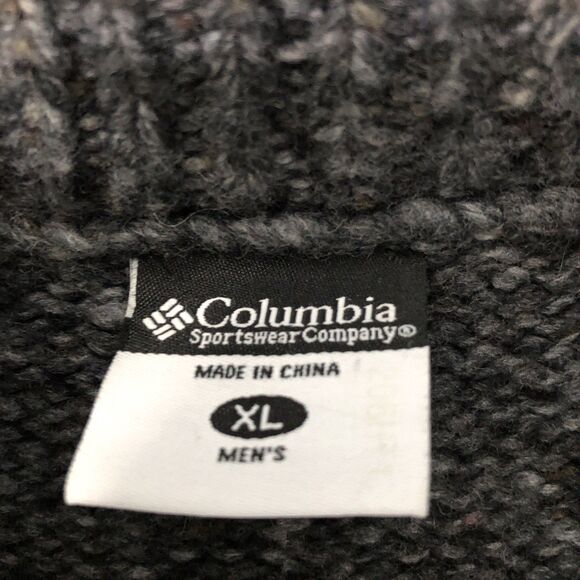 Vintage Columbia Sz XL Wool Sweater Men’s Gray Quarter Zip Fisherman Grandpa - Picture 5 of 9